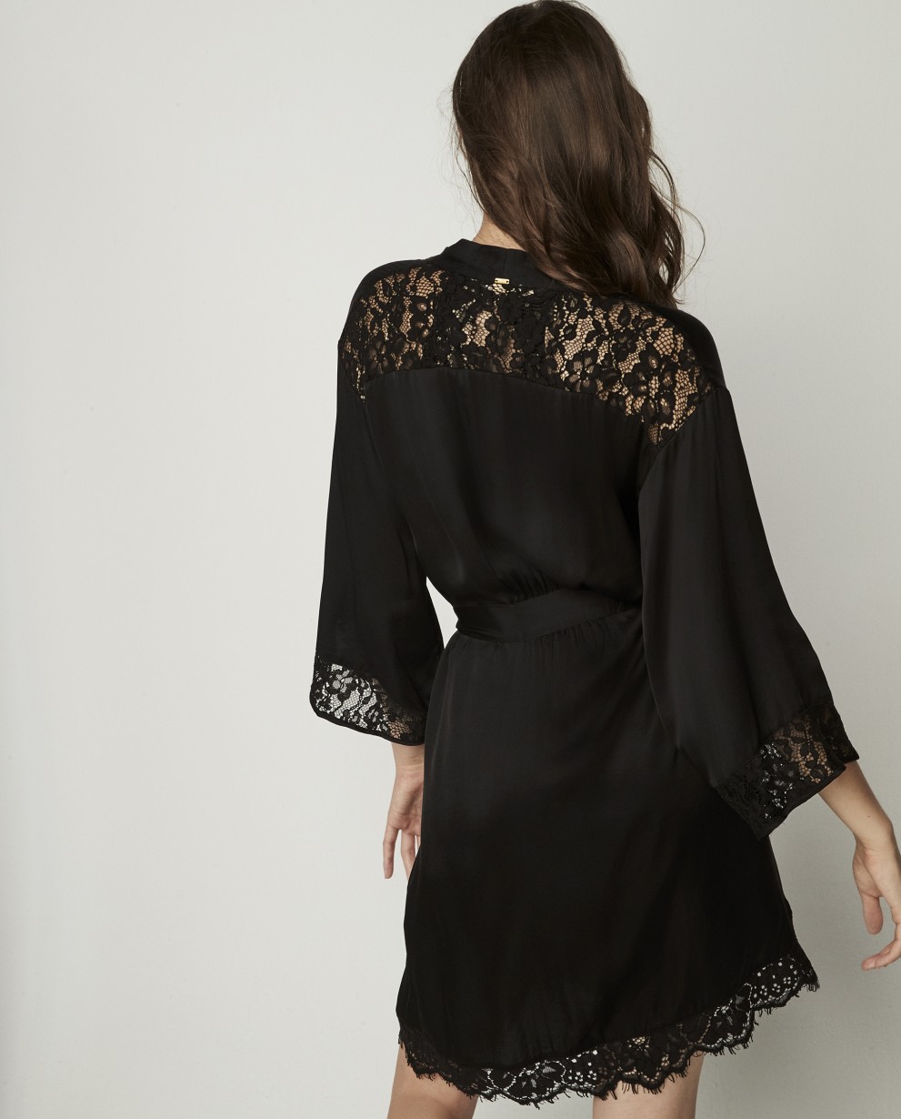 SHORT LINGERIE ROBE FRENCH SLEEVE