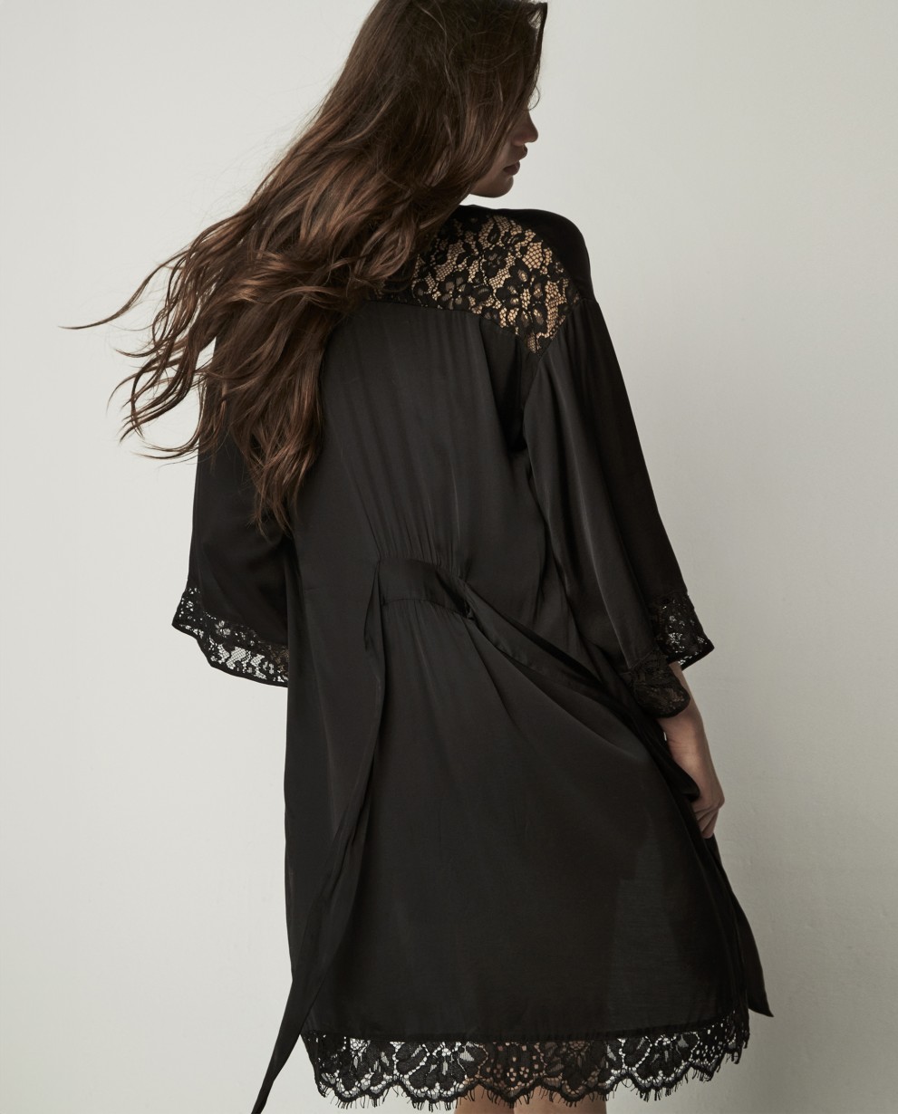 ROBE DE LINGERIE CURTA DE MANGA FRANCÊS