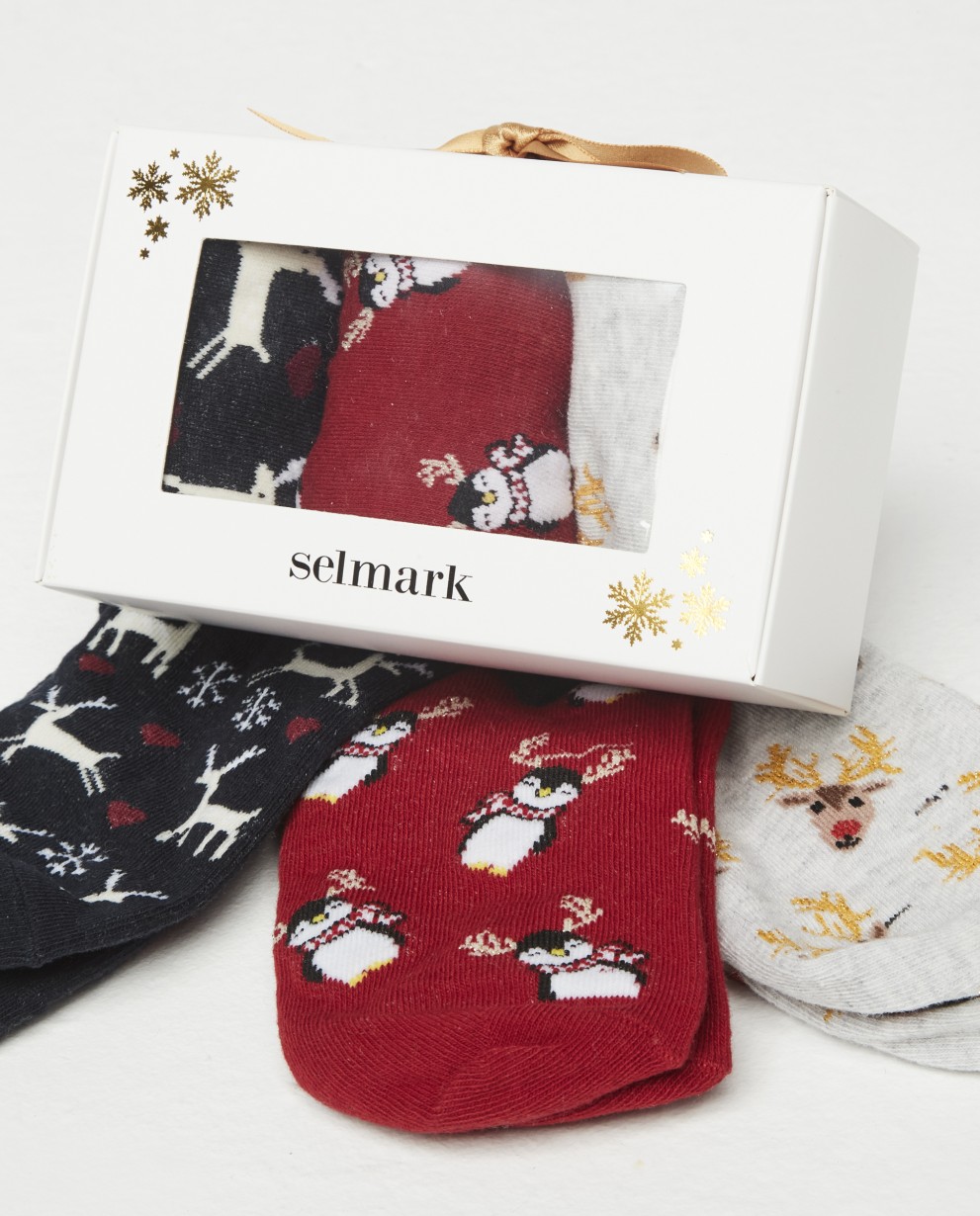 PACOTE COM 3 PARES DE MEIAS DE NATAL