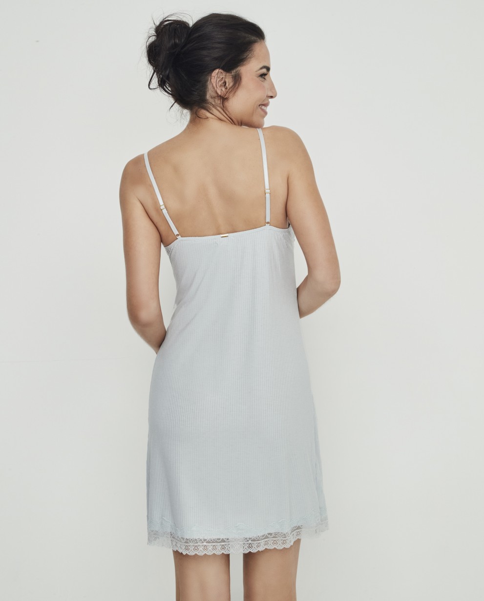 SHORT RIBBED NIGHTGOWN WITH CUP