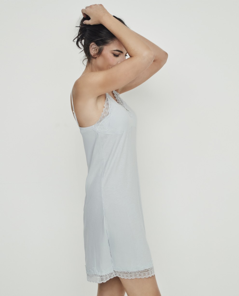 SHORT RIBBED NIGHTGOWN WITH CUP