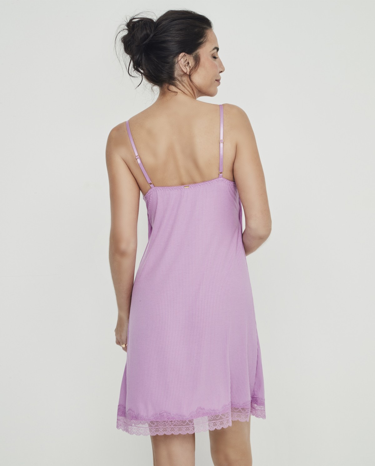 SHORT RIBBED NIGHTGOWN WITH CUP