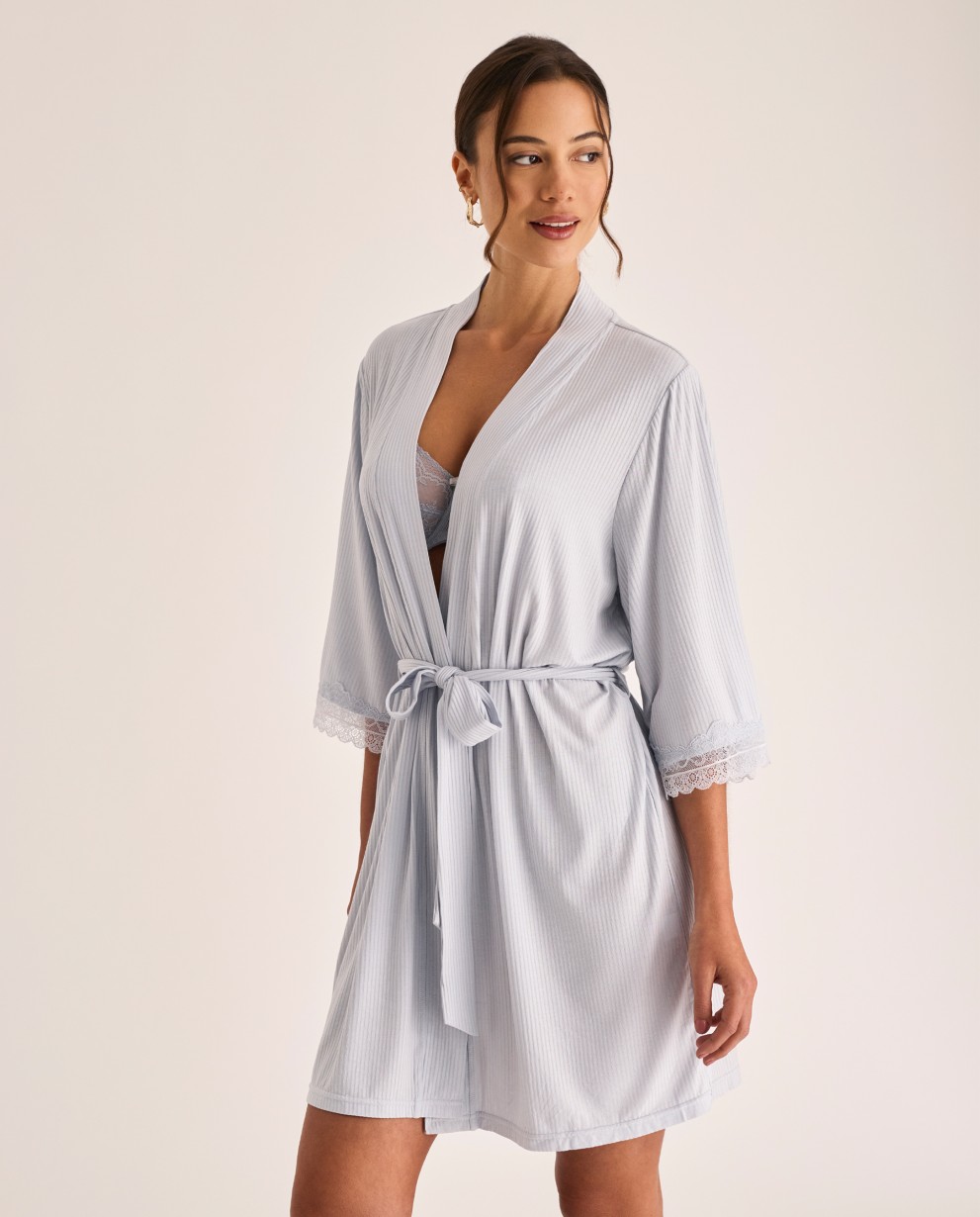 SHORT RIBBED ROBE