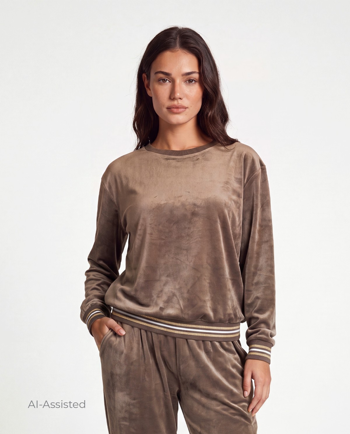 VELOUR SWEATSHIRT AND TROUSERS SET