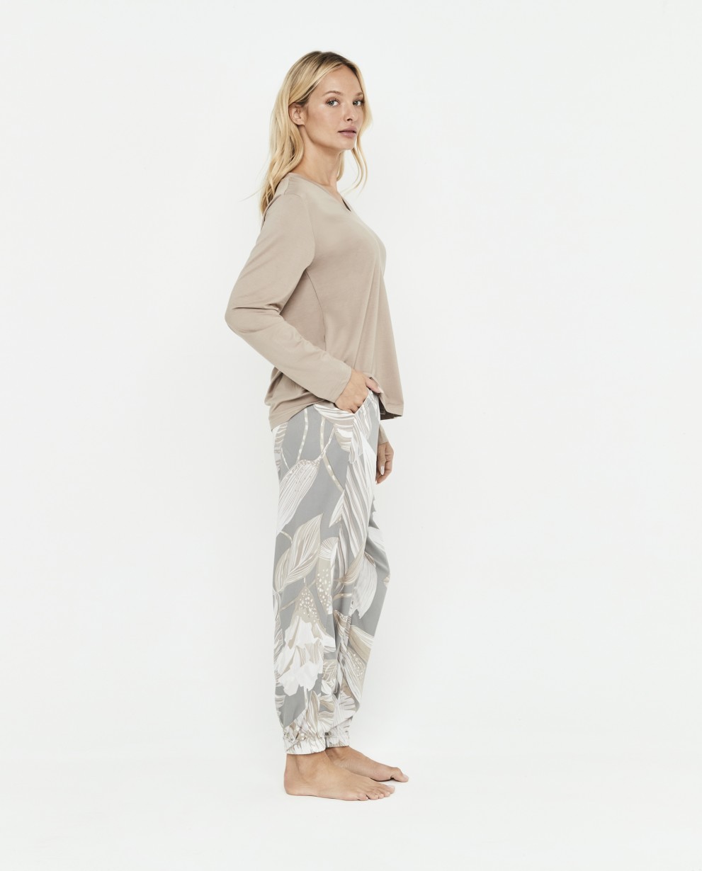 BAMBOO T-SHIRT AND VISCOSE TROUSERS PYJAMA SET