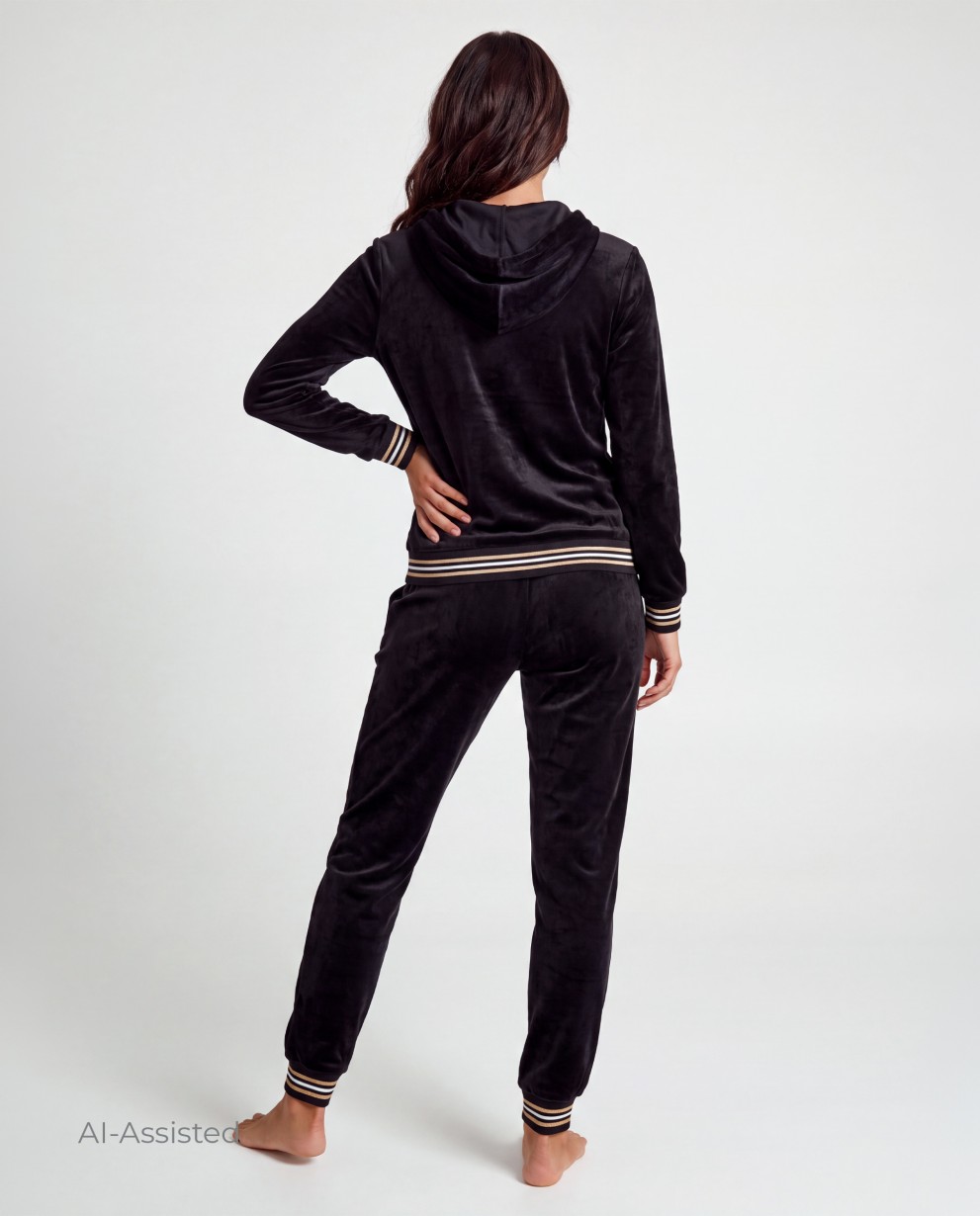VELOUR HOODED JACKET AND TROUSERS SET